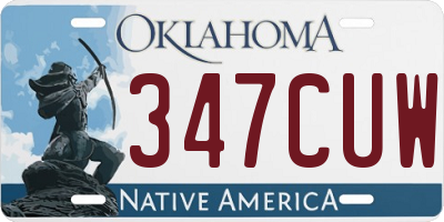 OK license plate 347CUW