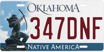 OK license plate 347DNF
