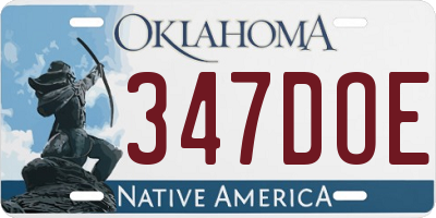 OK license plate 347DOE