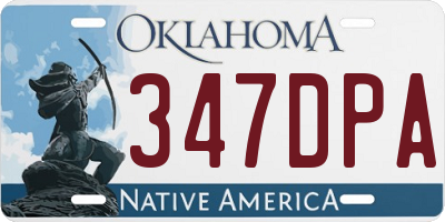 OK license plate 347DPA