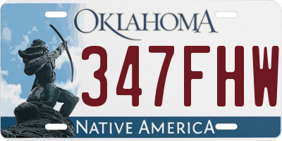 OK license plate 347FHW