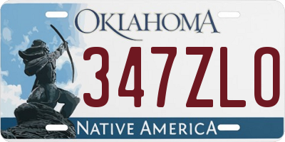 OK license plate 347ZLO