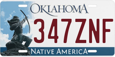 OK license plate 347ZNF