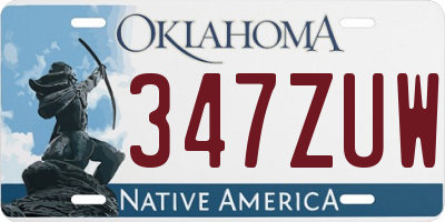 OK license plate 347ZUW