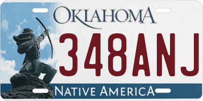 OK license plate 348ANJ