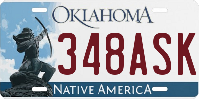 OK license plate 348ASK
