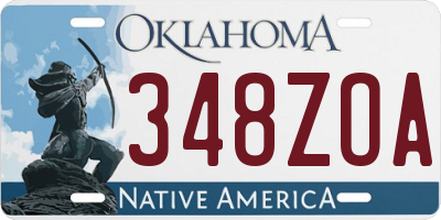 OK license plate 348ZOA