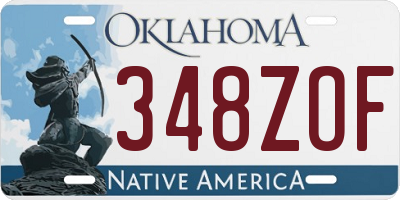 OK license plate 348ZOF