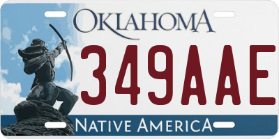 OK license plate 349AAE