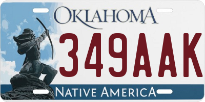 OK license plate 349AAK