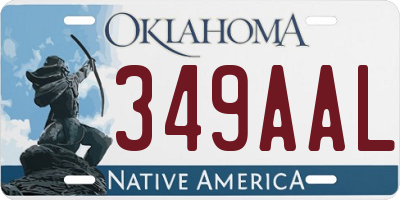 OK license plate 349AAL