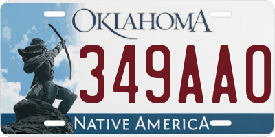 OK license plate 349AAO