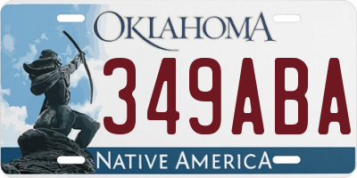 OK license plate 349ABA