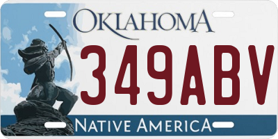 OK license plate 349ABV