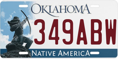 OK license plate 349ABW