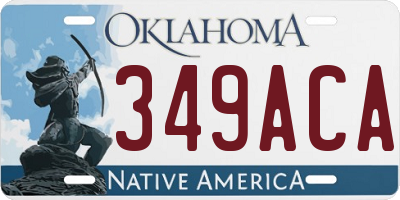OK license plate 349ACA