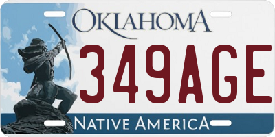 OK license plate 349AGE