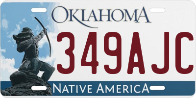 OK license plate 349AJC