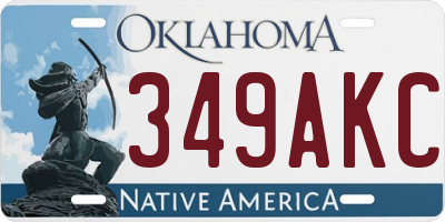 OK license plate 349AKC