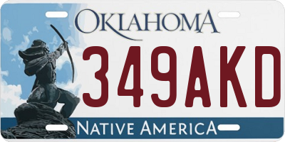 OK license plate 349AKD