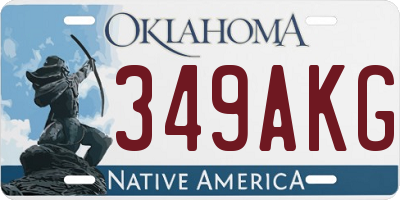 OK license plate 349AKG