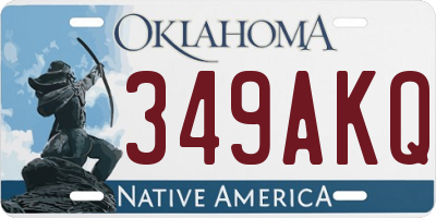 OK license plate 349AKQ