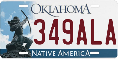 OK license plate 349ALA