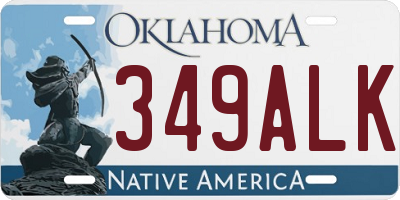 OK license plate 349ALK