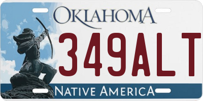 OK license plate 349ALT