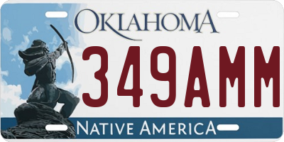 OK license plate 349AMM