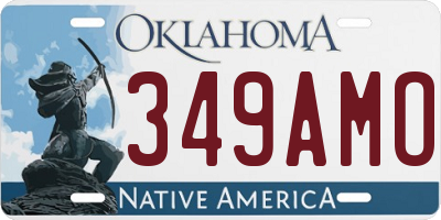 OK license plate 349AMO