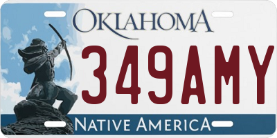 OK license plate 349AMY