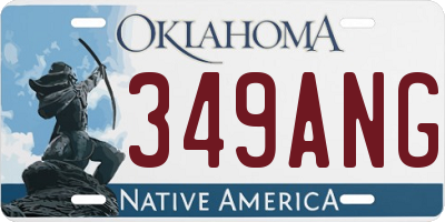 OK license plate 349ANG