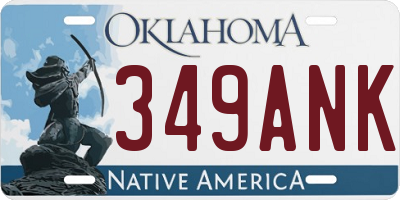 OK license plate 349ANK