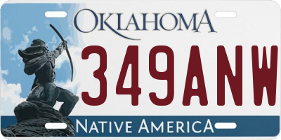 OK license plate 349ANW