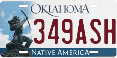 OK license plate 349ASH