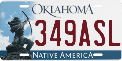 OK license plate 349ASL