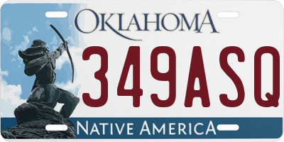 OK license plate 349ASQ