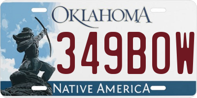 OK license plate 349BOW