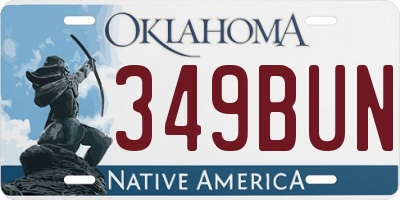 OK license plate 349BUN