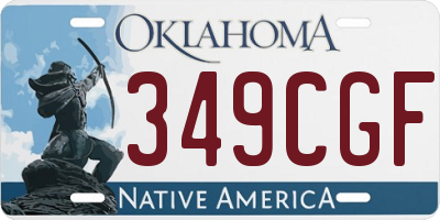 OK license plate 349CGF