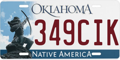 OK license plate 349CIK
