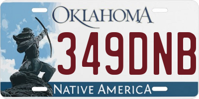 OK license plate 349DNB