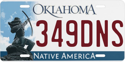 OK license plate 349DNS