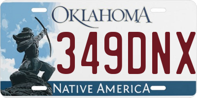 OK license plate 349DNX