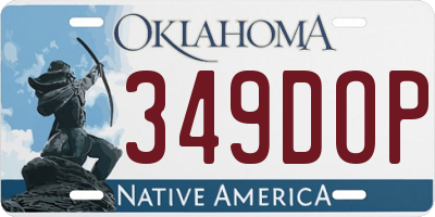 OK license plate 349DOP