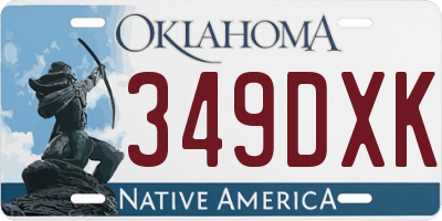 OK license plate 349DXK