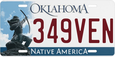 OK license plate 349VEN