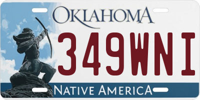 OK license plate 349WNI