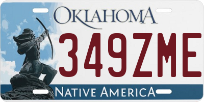 OK license plate 349ZME